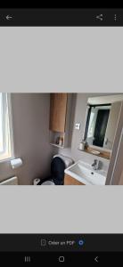 ClaoueyMobil home tout confort au Camping Les Viviers, Cap Ferret的一间带水槽和镜子的浴室
