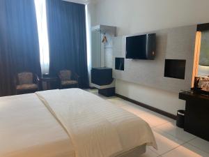 Muadzam ShahOYO 90934 Tong Villion Hotel的配有一张床和一台平面电视的酒店客房