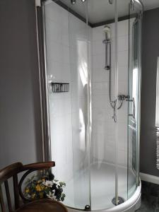 埃克塞特Valley House的浴室里设有玻璃门淋浴