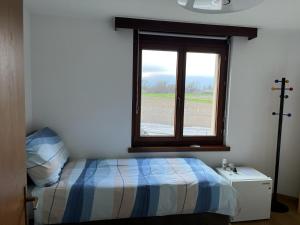 瓦杜兹Zimmer in Vaduz FL的一间卧室设有一张床和一个窗口