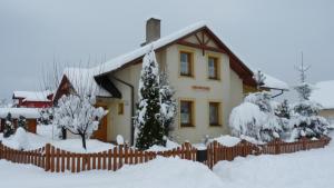 利普托斯基米库拉斯Privat INKA的雪覆盖着栅栏的房子