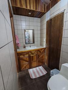 San RafaelMy Country House Paradise, Rio Celeste!的一间带水槽和镜子的浴室