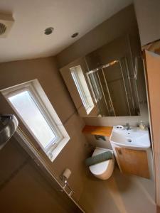 BansteadStudio apartment near Sutton, Croydon的一间带水槽和卫生间的浴室以及窗户。