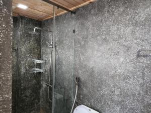 金边CHILCHILL Elite Residences BKK2的浴室设有玻璃淋浴间和卫生间