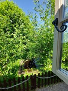 伍勒The Humble Hut的窗户享有树木庭院的景致
