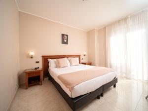 圣乔瓦尼·罗通多Hotel SAN PIO的一间卧室设有一张大床和一个窗户。