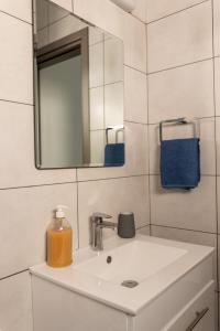 AglantziaΔιαμερισμα 1 υπνοδωματίου的一间带水槽和镜子的浴室