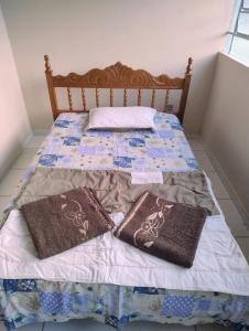 圣洛伦索Hostel Trem das águas的床上有2个枕头