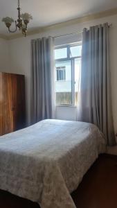 尤西德福拉Apartamento no Centro Parq Halfeld Juiz fora的一间卧室设有一张大床和一个窗户。