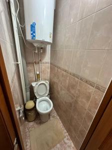 卡拉甘达Квартира по Республике 16/2的一间带卫生间和水槽的小浴室