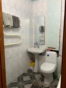 苏梅Недорога квартира на Харківській, 32的一间带卫生间和水槽的浴室