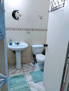 波特莫尔Diana's Portmore Retreat的一间带卫生间和水槽的浴室