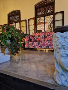 康提伽尔坎达瓦拉瓦酒店的带沙发和盆栽植物的客厅