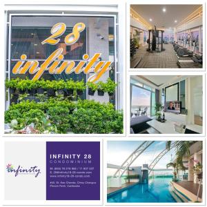 金边Infinity 28 Condominium的附有标志的酒店照片的拼贴