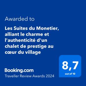 蒙乃第耶-勒潘Les Suites du Monetier, alliant le charme et l'authenticité d'un chalet de prestige au cœur du village的手机的屏幕截图,短信被授予少于服务级的防怪警报