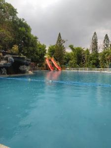 TikayDJ Paradise Hotel的公园里的一个蓝色的大泳池