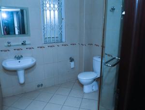 阿克拉君主酒店的一间带卫生间和水槽的浴室