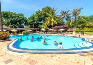 塞米亚克Suite Hotel Apartment Legian by RCP的一群人在度假村的游泳池里