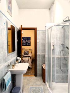 罗马阿提科塔伦提公寓的一间带水槽和淋浴的浴室