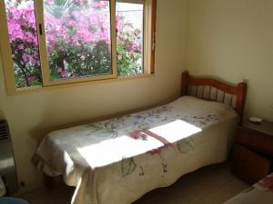 布宜诺斯艾利斯科罗尼尔酒店的一张小床,位于带两个窗户的房间