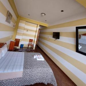 HuantaHOTEL PARK SUITES HUANTA的一间卧室配有一张床和一台平面电视