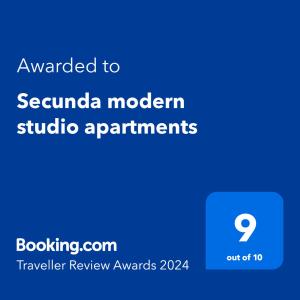 塞昆达Modern studio apartments的现代一室公寓网站的屏幕
