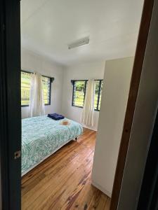 萨武萨武Tobu House的一间卧室设有一张床和两个窗户。