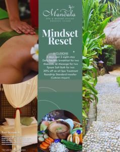 长滩岛Mandala Spa & Resort Villas的一张带照片的按摩度假村的传单