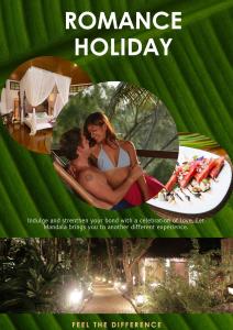 长滩岛Mandala Spa & Resort Villas的传单,传单,供夫妇在吊床上度过浪漫的假期
