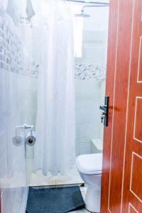 尼亚利SeaEsta suite 64 Nyali Mombasa的一间带卫生间和淋浴的浴室