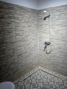 斯库拉达累斯萨拉姆酒店的带淋浴的浴室(带石墙)