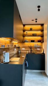 卢森堡Beautiful High Standard Apartment的厨房配有水槽和台面