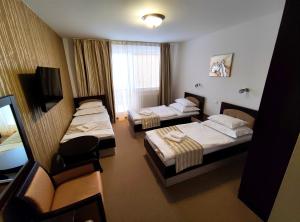 塞内奇太阳酒店的酒店客房设有三张床和电视。
