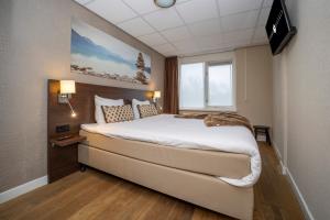 米德尔堡Fletcher Hotel-Restaurant Arneville-Middelburg的一间卧室设有一张大床和一个窗户。