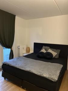 哥本哈根2 room and 1 living room charming family-friendly places的一间卧室配有一张带两个枕头的床