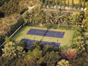 金边金边索菲特佛基拉酒店 的公园内两个网球场的顶部景观