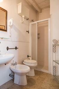 阿尔库阿佩特拉尔卡Casa Zorzi的浴室配有卫生间、盥洗盆和淋浴。