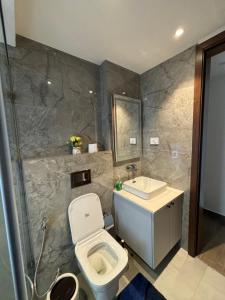 阿克拉Solaris Premium Luxury Living的一间带卫生间和水槽的浴室