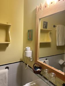 阿尔巴拉辛圣地亚哥之家酒店的一间带镜子和水槽的浴室