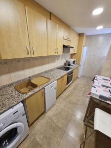 瓦伦西亚图里亚公寓的一间带水槽和洗碗机的小厨房