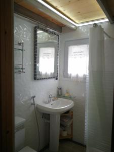卡斯特罗·德波利亚斯Villetta da Carla的白色的浴室设有水槽和淋浴。