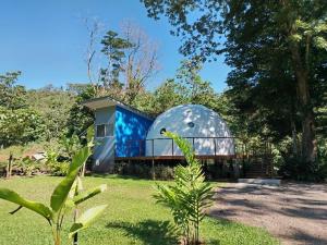 比加瓜Bitzu Dome-Bijagua Riverside Glamping的一座位于庭院中的大圆顶房子