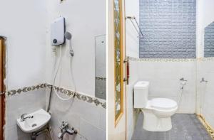 班达楠榜Oemah Ratu Hostel Syariah RedPartner的一间带卫生间和水槽的浴室