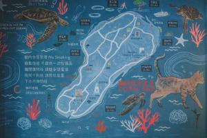 小琉球岛珊瑚假期民宿的海龟和蜥 ⁇ 地图画
