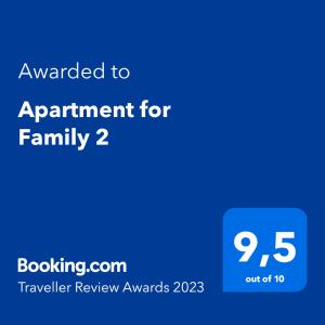 卡利塞亚-豪客迪克斯Apartment for Family 2的蓝标,写上为家庭而作的词