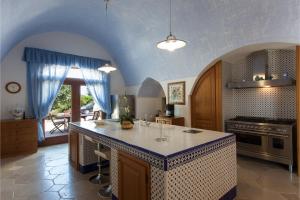 加拉蒂纳Villa Maxima Privacy and Pool - Happy Rentals的一间厨房,房间中间有一个岛屿
