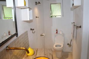 雾观萨比河布什酒店的一间带卫生间和水槽的小浴室