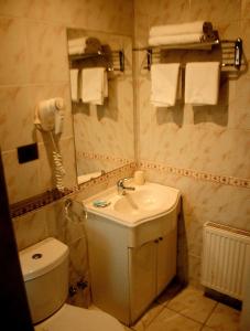 蒙特港塞米纳里奥酒店的一间带水槽、卫生间和镜子的浴室