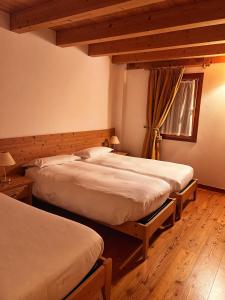 Agriturismo Busa dei Sbrase的一间卧室设有两张床和窗户。