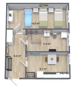 莱比锡Zollikof Aparts - Sauna & Studioapartments的房屋平面图